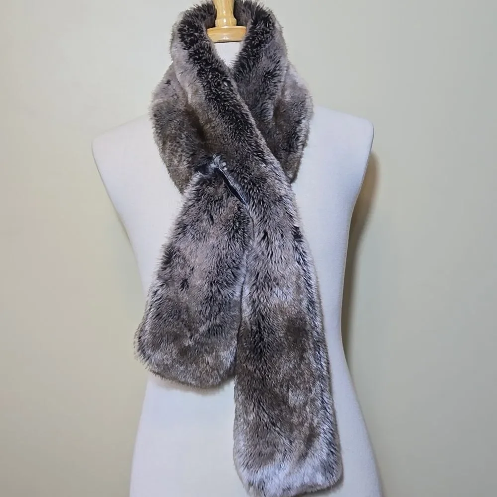 Faux Fur Stole‎ Scarf Holiday Restoration Hardware Brown Gray